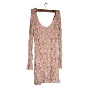 Rare Material Girl Scoop neckline Pink Lace Bodycon Flirty dress NWT Large